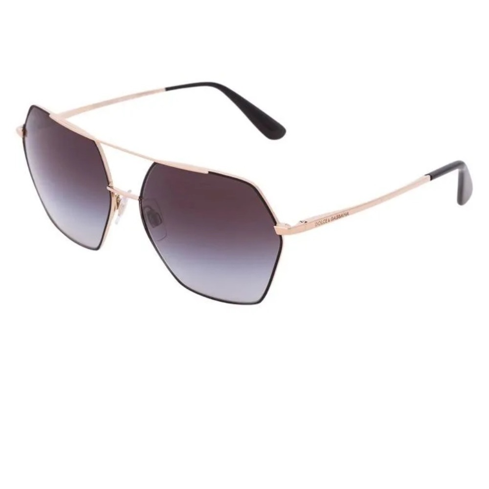 Dolce & Gabbana DG2157 Gold Aviator Polarized Polygon Sunglasses Black - Picture 15 of 15
